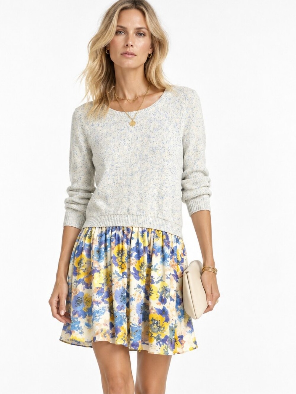 Joie Silk and Knit Dress Floral Styled As Separates NWT